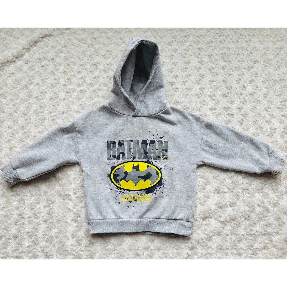 BATMAN Kids Grey Hoodie Sweatshirt Caped Crusader Gotham Guardian Sz 3 - 4 Years